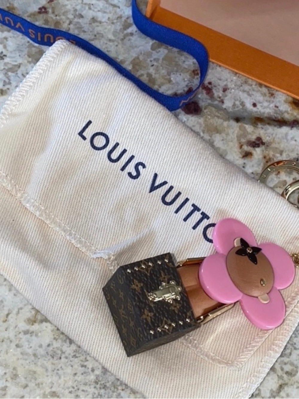 Louis Vuitton Pink Flower Mini Bag Charm Key Holder